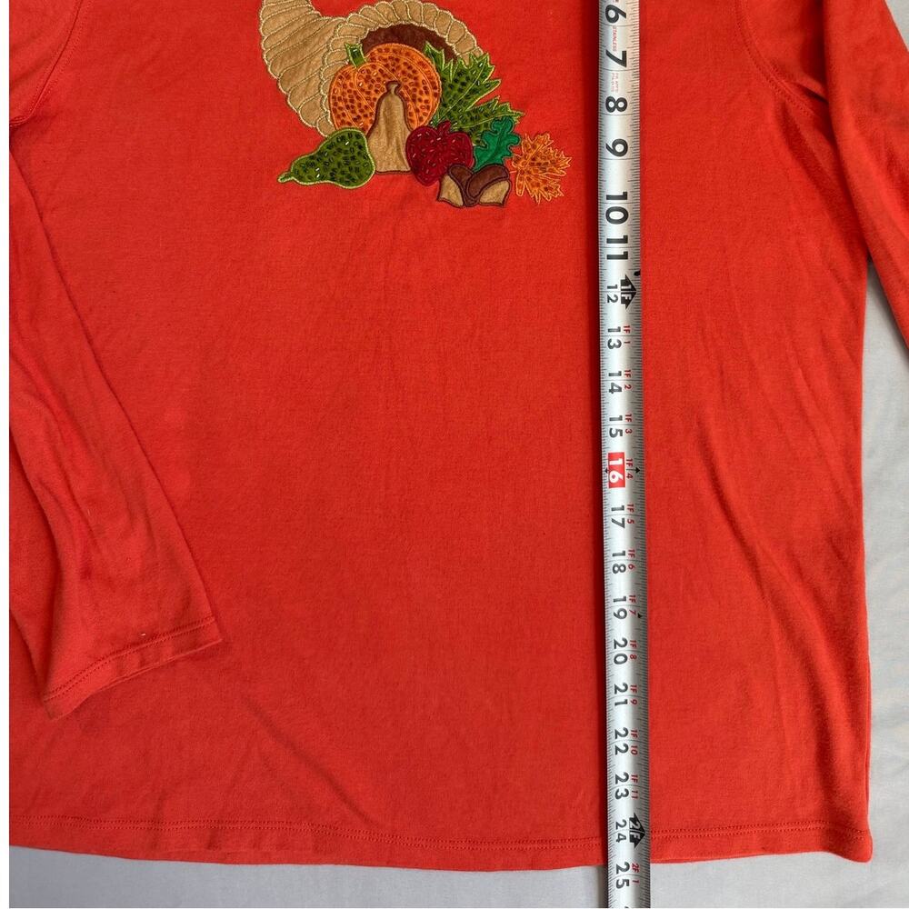 My Halloween Orange, Embroidered/Beaded Thanksgiving Shirt- L - Picture 8 of 9